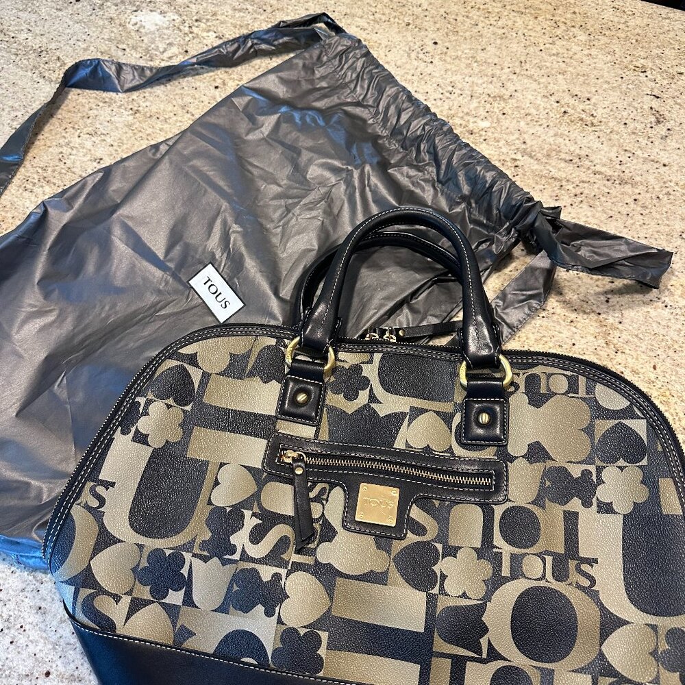 Tous large bag - black leather; 19"x12"x7" (Spanish designer)